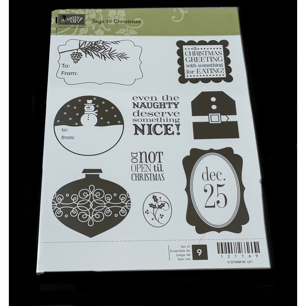 Stampin Up Tags Til Christmas set of 9 NEW Rubber Unmounted Stamps.